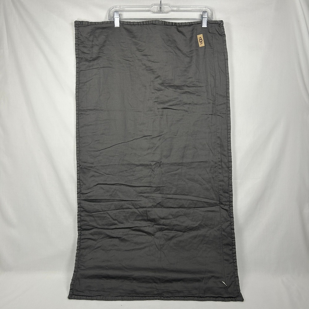 UGG Charcoal Grey Quilted Body Pillow Sham Cover – Leather Logo Patch